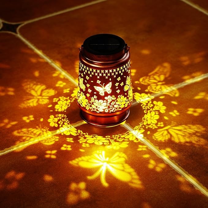 Homemory Solar Lanterns Outdoor Waterproof Butterfly Solar Lights, Outdoor Lantern Decorative for Garden Patio Yard Porch Backyard, Women Gifts for Birthday Housewarming