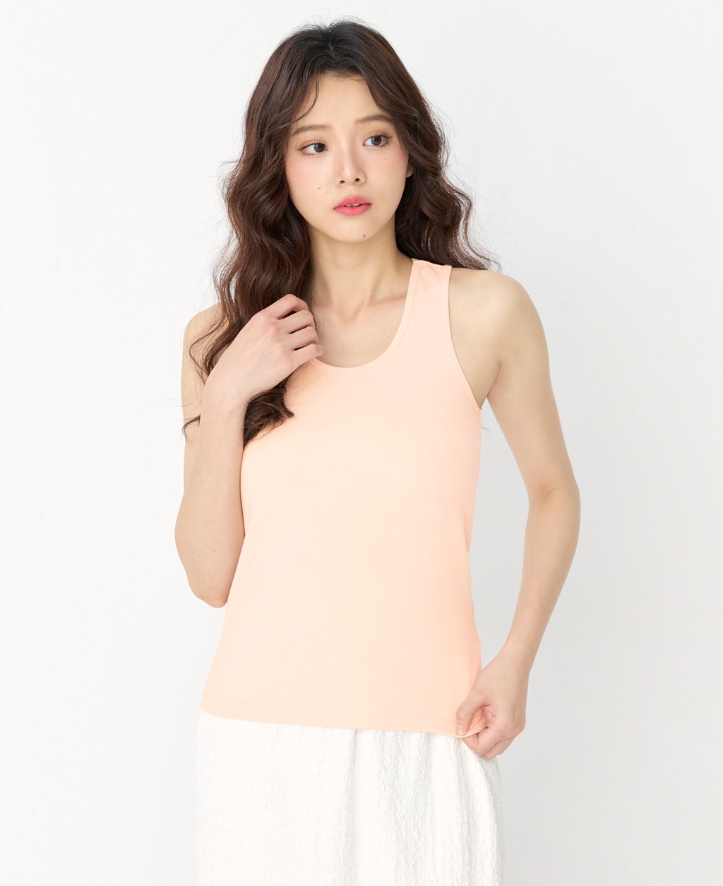 Women's round neck solid color backless vest
