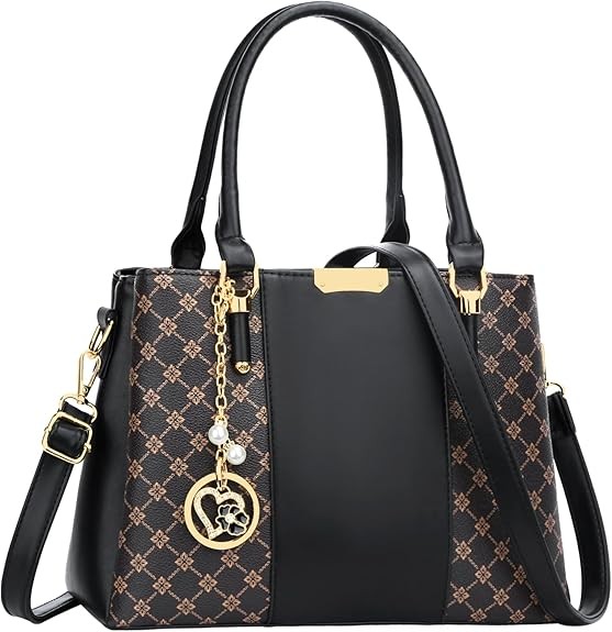 Women's Zipper Compartment Wallets & Totes Top Handle Crossbody Bags Shoulder Bags Women's Bags Color: C-black Flower Pattern