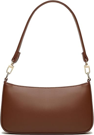 NIUEIMEE ZHOU Shoulder Bag for Women Retro Vegan Leather Classic Clutch Tote HandBags Purses with Zipper Closure Color: Brown