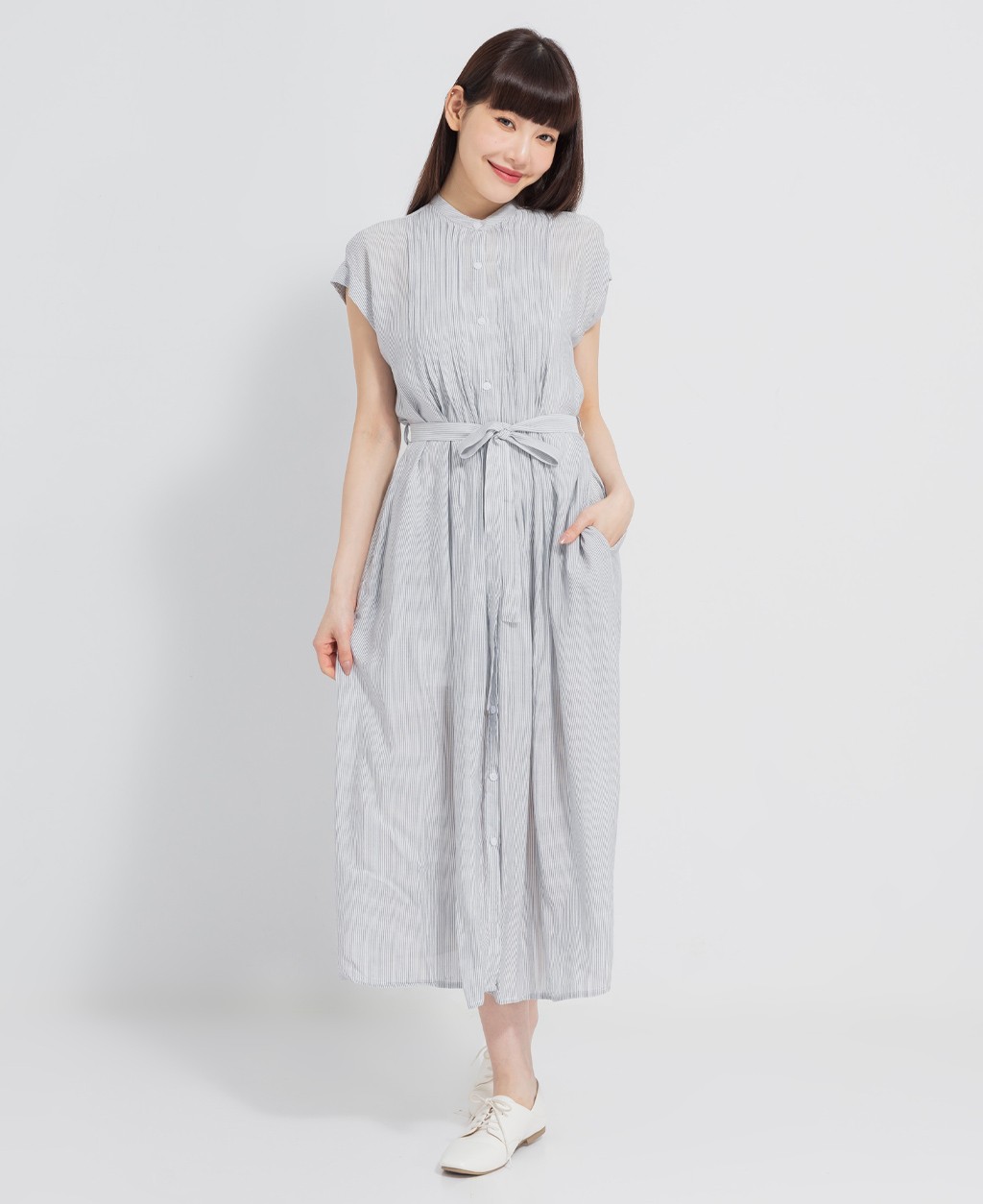 Women's pleated shoulder dress (with shoulder straps)