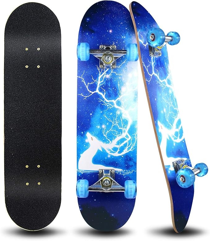 Easy_Way Complete Skateboards- Standard Skateboards for Beginners Kids Boys Girls Teenager- 31''x 8''Canadian Maple Cruiser Pro Skate Board Color: Deer