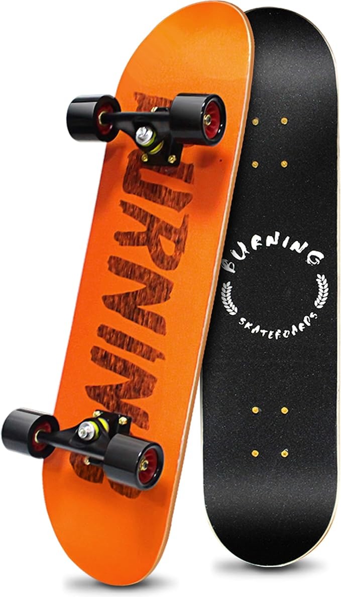 Easy_Way Complete Skateboards- Standard Skateboards for Beginners Kids Boys Girls Teenager- 31''x 8''Canadian Maple Cruiser Pro Skate Board Color: Orange