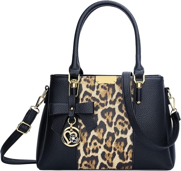 Women's Zipper Compartment Wallets and Tote Bags Top Handle Crossbody Bags Shoulder Bags Women's Bags Color: A-black Leopard