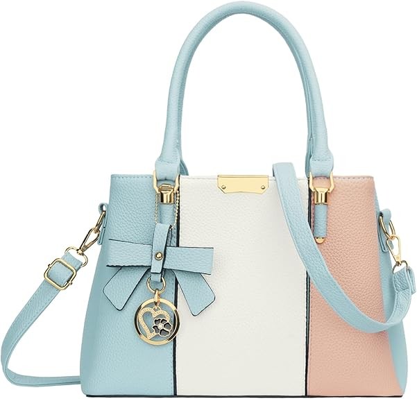 Women's Zipper Compartment Wallets and Tote Bags Top Handle Crossbody Bags Shoulder Bags Women's Bags Color: A-blue White Pink