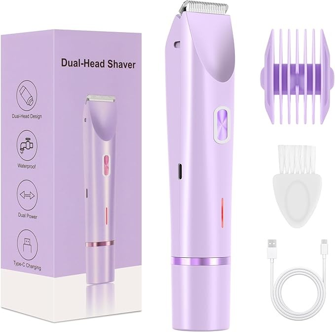 New Glow Aura Bikini Shaver, Glowshave 2 in 1 Women's Body Shaver (Purple)