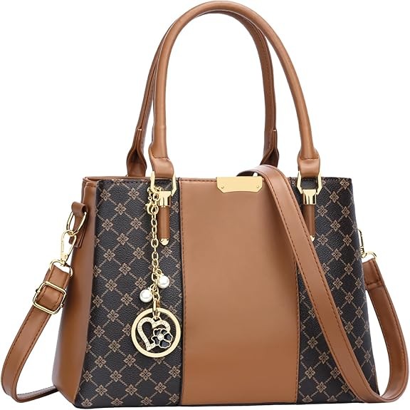 Women's Zipper Compartment Wallets & Totes Top Handle Crossbody Bags Shoulder Bags Women's Bags Color: C-brown Flower Pattern