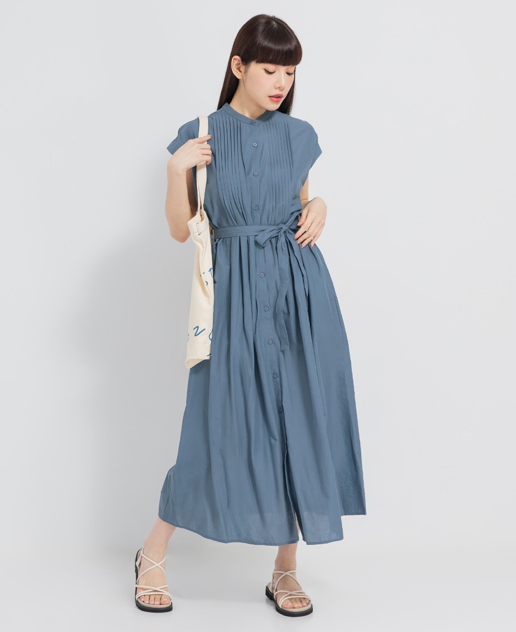 Women's pleated shoulder dress (with shoulder straps)