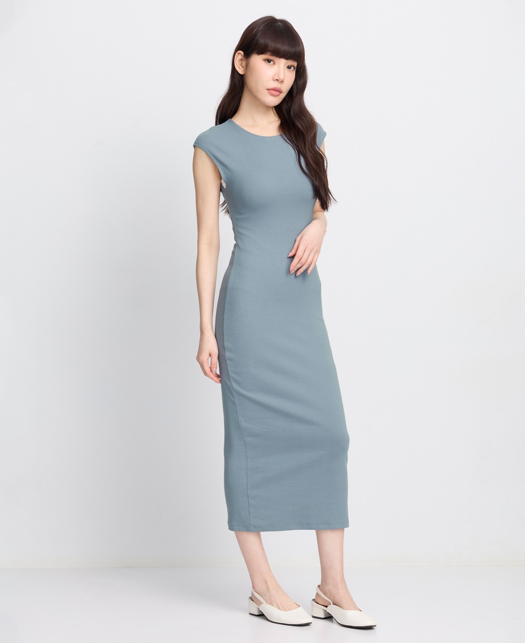 Women's Round Neck Cotton Elastic Sleeveless Slim Fit Dress