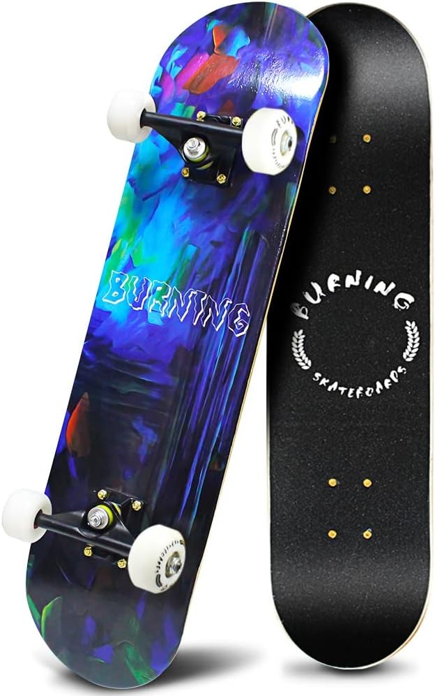 Easy_Way Complete Skateboards- Standard Skateboards for Beginners Kids Boys Girls Teenager- 31''x 8''Canadian Maple Cruiser Pro Skate Board Color: mix painting
