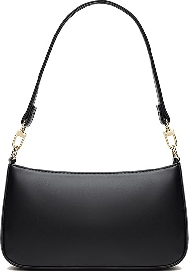 NIUEIMEE ZHOU Shoulder Bag for Women Retro Vegan Leather Classic Clutch Tote HandBags Purses with Zipper Closure Color: Black